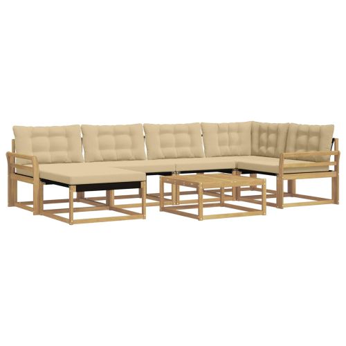 Комплект дивани за открито 7 pcs Бяло и Бежово 79 x 79 x 37 см