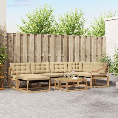 Комплект дивани за открито 7 pcs Бяло и Бежово 79 x 79 x 37 см