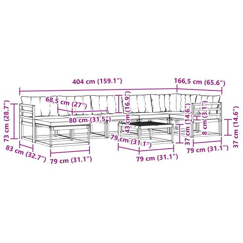 Комплект дивани за открито 8 pcs Бяло и Бежово 79 x 79 x 37 см