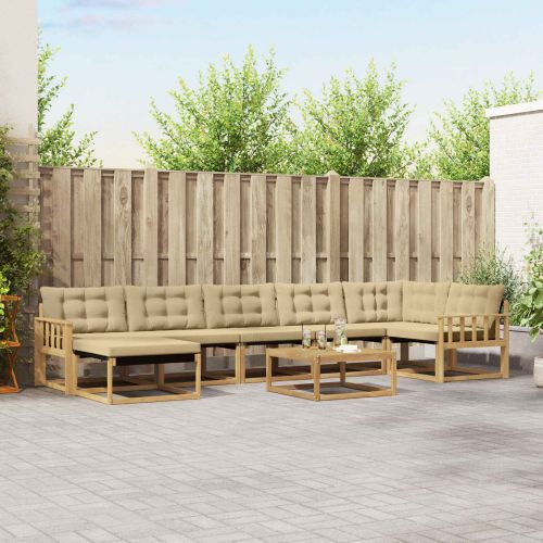 Комплект дивани за открито 8 pcs Бяло и Бежово 79 x 79 x 37 см