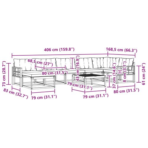 Комплект дивани за открито 8 pcs Бяло и Бежово 79 x 79 x 37 см