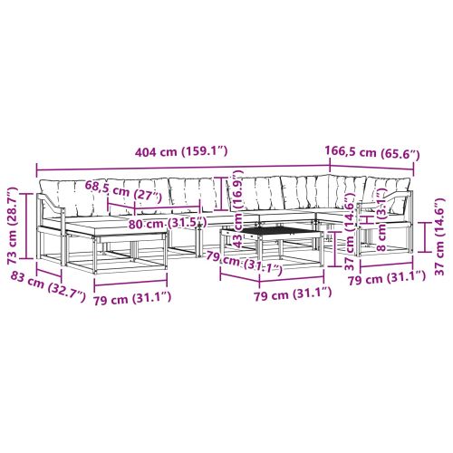 Комплект дивани за открито 8 pcs Бяло и Бежово 79 x 79 x 37 см