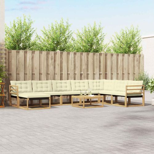 Комплект дивани за открито 9 pcs Бяло и кремаво 79 x 79 x 37 см