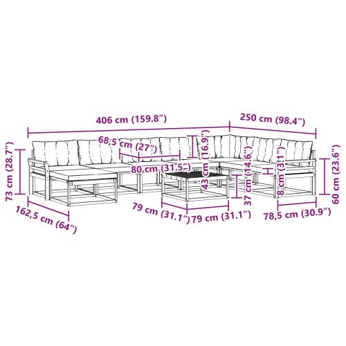 Комплект дивани за открито 9 pcs Бяло и кремаво 79 x 79 x 37 см