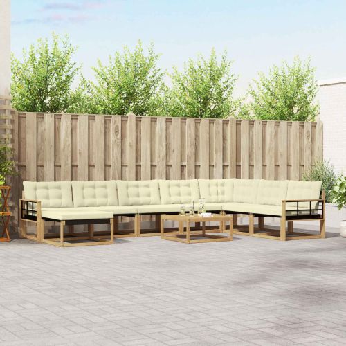 Комплект дивани за открито 9 pcs Бяло и кремаво 79 x 79 x 37 см