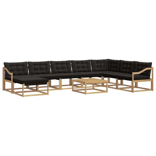 Комплект дивани за открито 9 pcs Бяло и черно 79 x 79 x 37 см