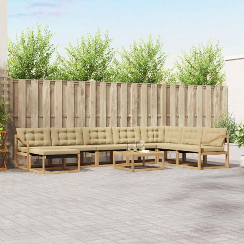 Комплект дивани за открито 9 pcs Бяло и Бежово 79 x 79 x 37 см