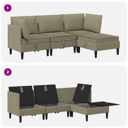 Комплект мебели за всекидневна 4 pcs Каки Текстил