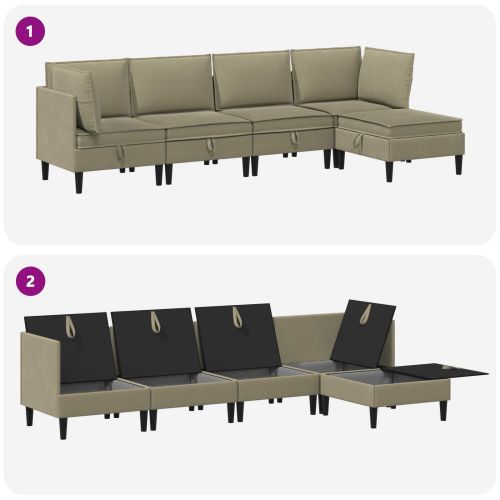 Комплект мебели за всекидневна 5 pcs Каки Текстил