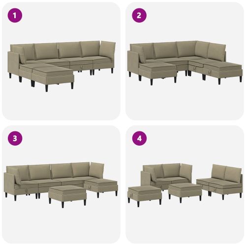 Комплект мебели за всекидневна 6 pcs Каки Текстил