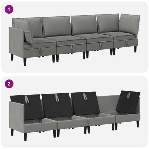 Комплект мебели за всекидневна 4 pcs Тъмносиво Текстил