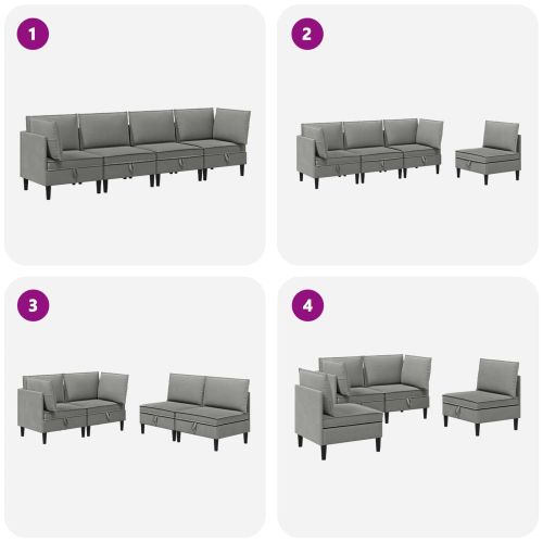 Комплект мебели за всекидневна 4 pcs Тъмносиво Текстил
