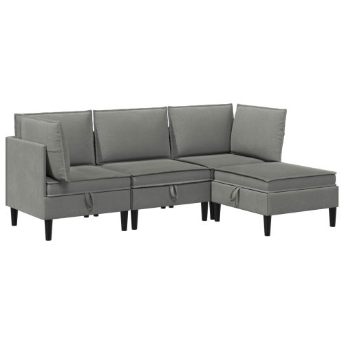Комплект мебели за всекидневна 4 pcs Тъмносиво Текстил