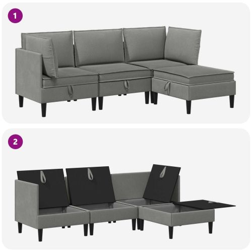 Комплект мебели за всекидневна 4 pcs Тъмносиво Текстил