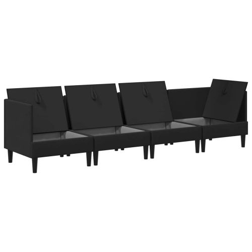 Комплект мебели за всекидневна 4 pcs Черно Текстил