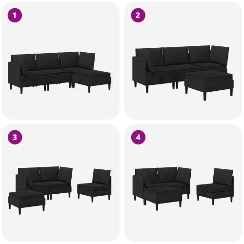 Комплект мебели за всекидневна 4 pcs Черно Текстил