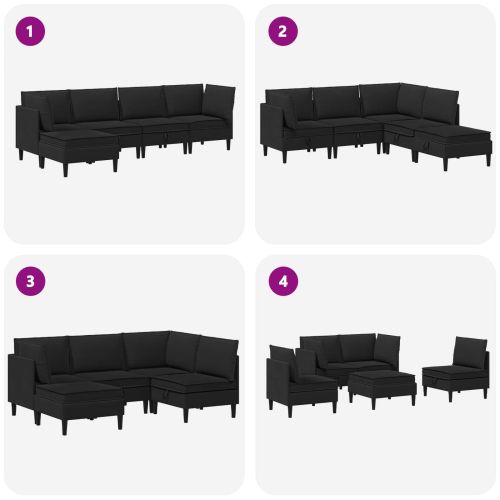 Комплект мебели за всекидневна 5 pcs Черно Текстил