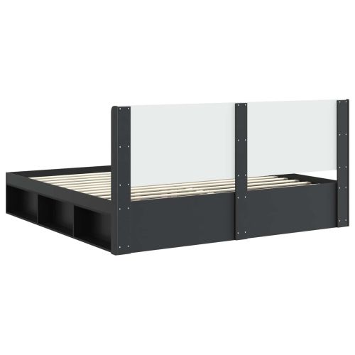 Рамка за легло с място за съхранение и табла Черно 200 x 200 cm