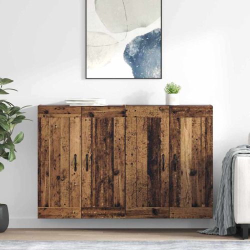 Стенно монтиран шкаф 2 pcs Старо дърво 69,5 x 34 x 90 см