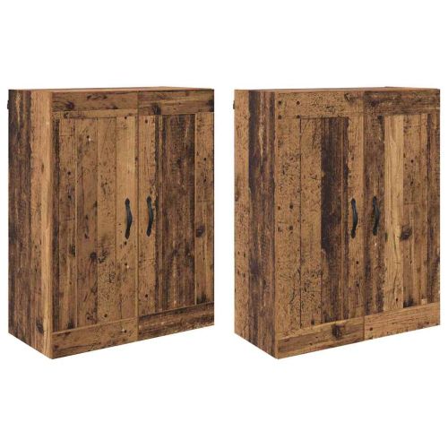 Стенно монтиран шкаф 2 pcs Старо дърво 69,5 x 34 x 90 см