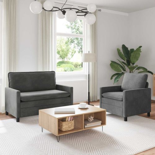 Комплект дивани 2 pcs Тъмносиво Кадифе