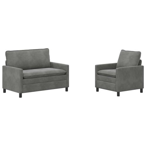 Комплект дивани 2 pcs Тъмносиво Кадифе