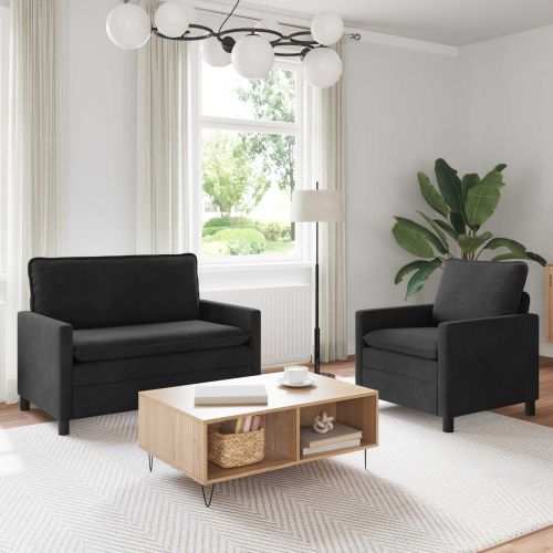 Комплект дивани 2 pcs Черно Кадифе