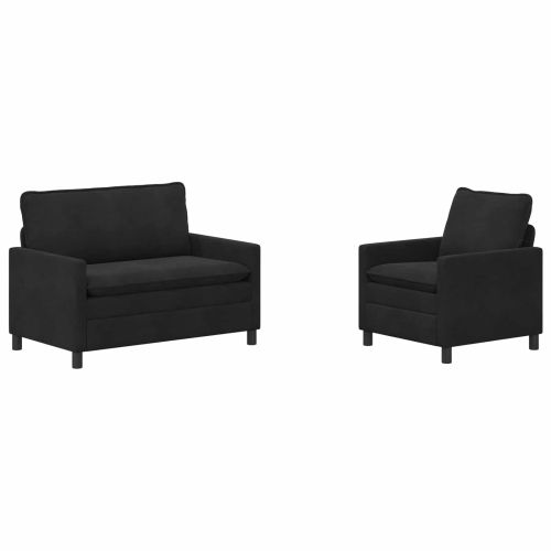Комплект дивани 2 pcs Черно Кадифе