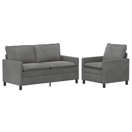 Комплект дивани 2 pcs Тъмносиво Кадифе