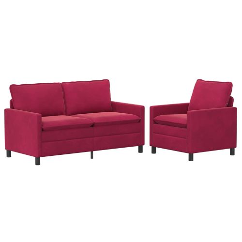 Комплект дивани 2 pcs Виненочервен Кадифе