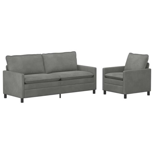 Комплект дивани 2 pcs Тъмносиво Кадифе