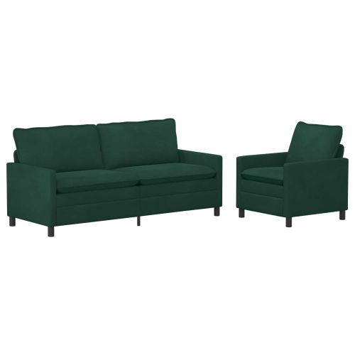 Комплект дивани 2 pcs Тъмнозелено Кадифе