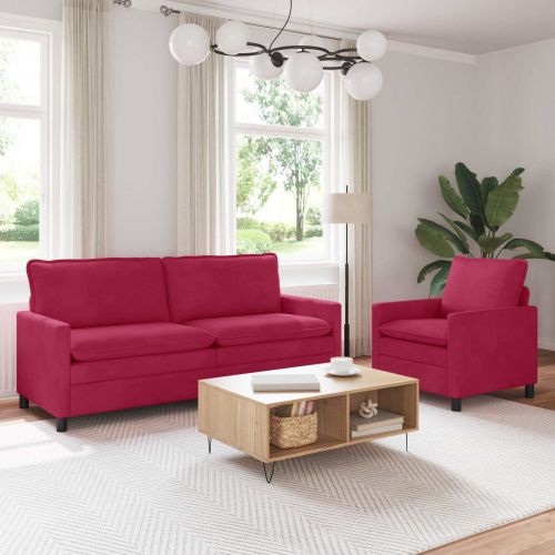 Комплект дивани 2 pcs Виненочервен Кадифе
