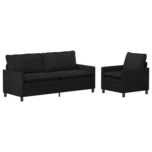Комплект дивани 2 pcs Черно Кадифе