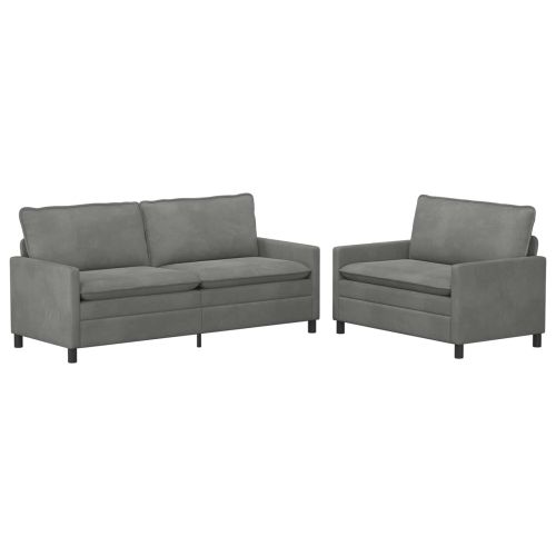 Комплект дивани 2 pcs Тъмносиво Кадифе