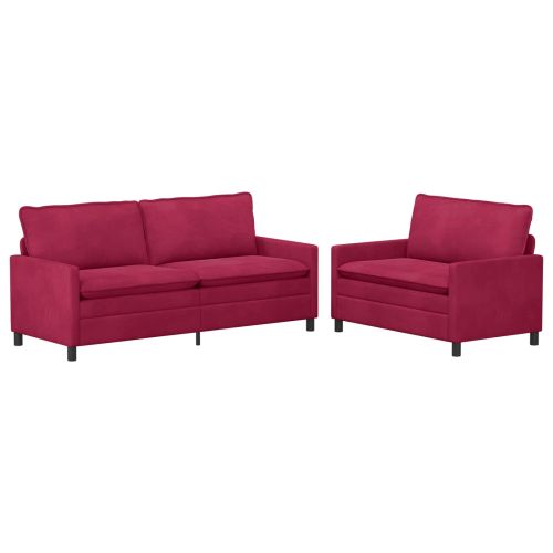 Комплект дивани 2 pcs Виненочервен Кадифе