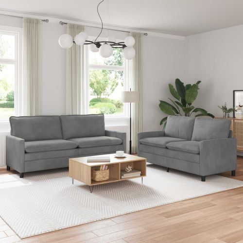 Комплект дивани 2 pcs Тъмносиво Кадифе