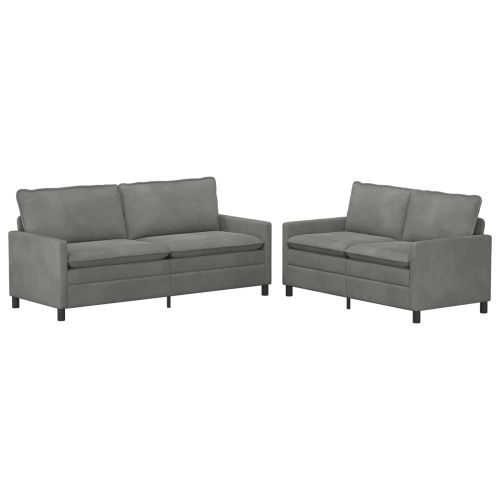 Комплект дивани 2 pcs Тъмносиво Кадифе