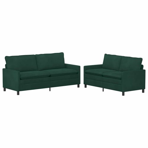 Комплект дивани 2 pcs Тъмнозелено Кадифе