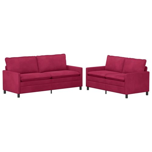 Комплект дивани 2 pcs Виненочервен Кадифе