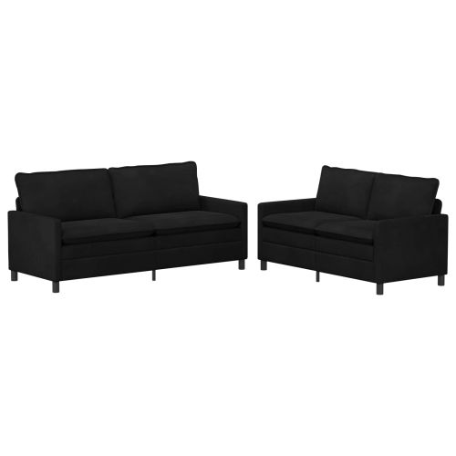 Комплект дивани 2 pcs Черно Кадифе
