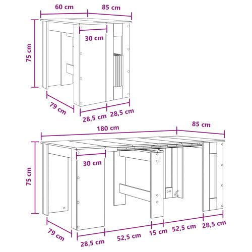 Маса за хранене 180 x 85 x 75 см Инженерна дървесина