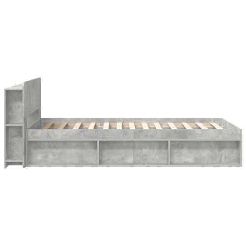 Леглово рамо с хранилище с таблото Бетонно сиво 80 x 200 cm
