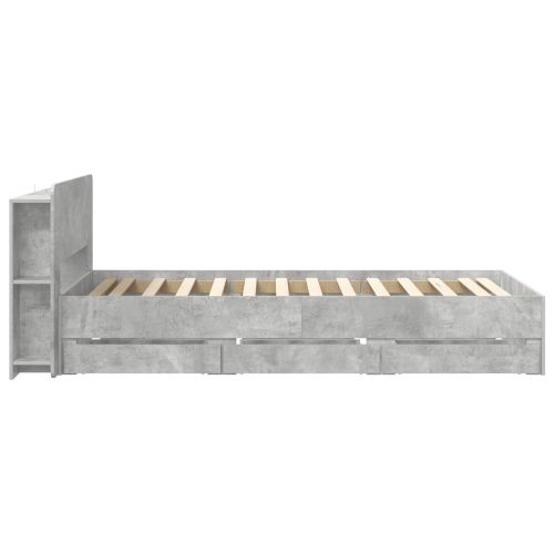 Леглово рамо с хранилище с таблото Бетонно сиво 80 x 200 cm