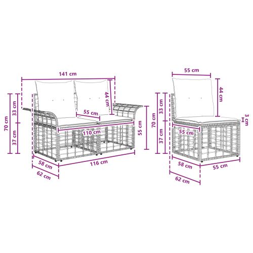 Комплект дивани за открито 4 pcs Естествено и кремаво бяло