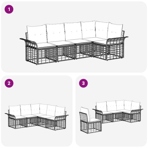 Комплект дивани за открито 5 pcs Естествено и кремаво бяло