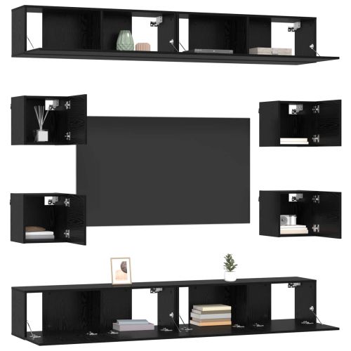 Комплект ТВ шкаф 8 pcs 100 x 30 x 30 cm Черен дъб