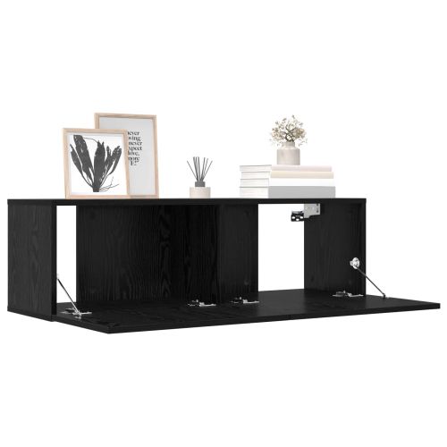 Комплект ТВ шкаф 8 pcs 100 x 30 x 30 cm Черен дъб