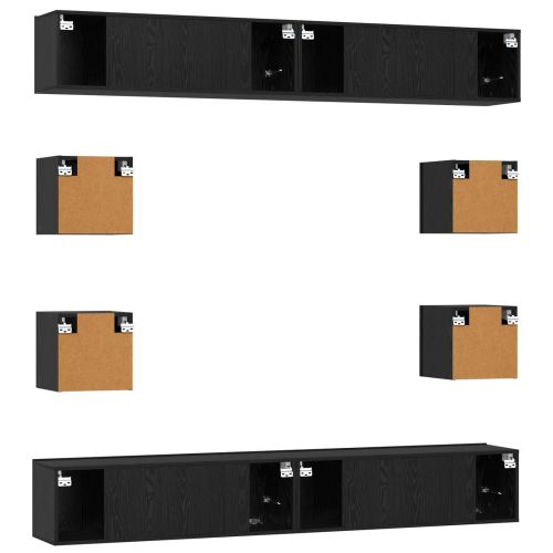 Комплект ТВ шкаф 8 pcs 100 x 30 x 30 cm Черен дъб