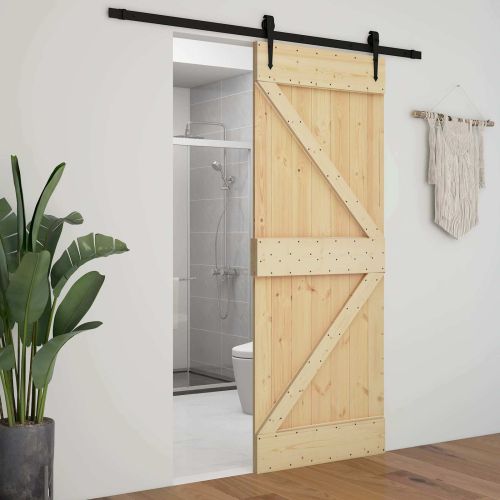 Преплъзваща се врата Естествено и черно 90 x 210 cm